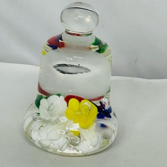 VINTAGE MAUDE AND BOB 1978 ST. CLAIR BELL SHAPED GLASS PAPERWEIGHT Red, Blue, Gr - Picture 2 of 6